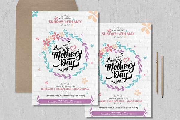 Minimalistic Patterned Mothers Day Flyer Template FREE PSD