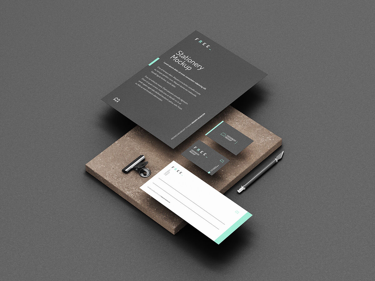 Minimalistic Stationery Mockup In Four Different Angles FREE PSD