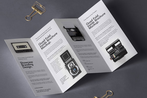 Mockup Displaying an Opened Quad-Fold Brochure FREE PSD