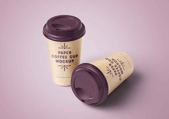 Mockup Displaying Paper Coffee Cups in Four Different Scenes FREE PSD