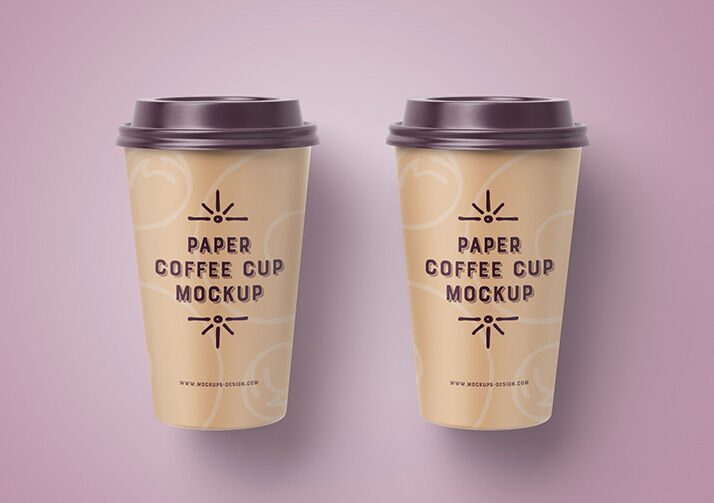 Mockup Displaying Paper Coffee Cups in Four Different Scenes FREE PSD