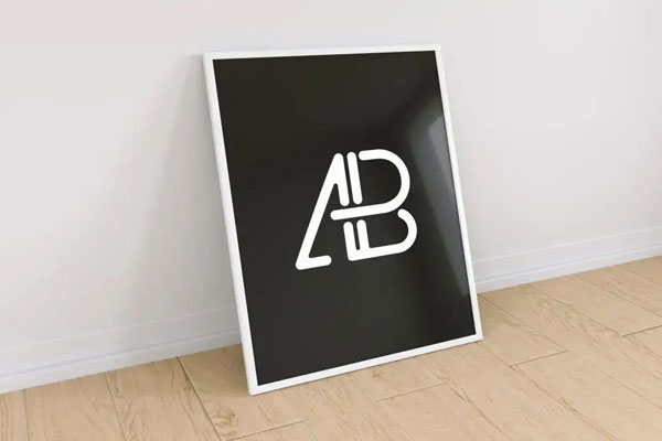 Mockup Displaying Poster Frame Against Wall FREE PSD