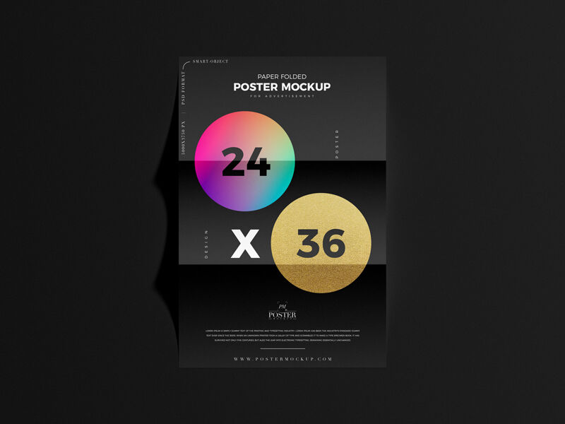 Mockup Displaying Top View of Folded Paper Poster FREE PSD