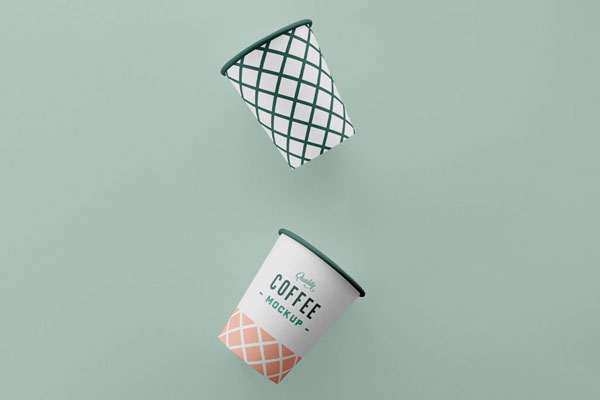 Floating Paper Coffee Cups Mockup Free Download | Resource Boy