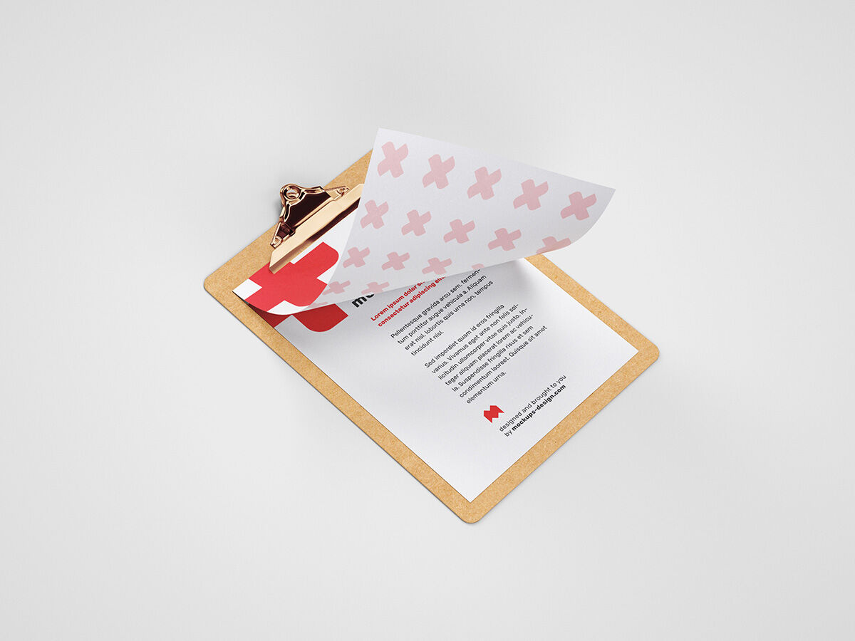 Mockup Displaying Wooden Clipboard Collected in Four PSD Files FREE PSD
