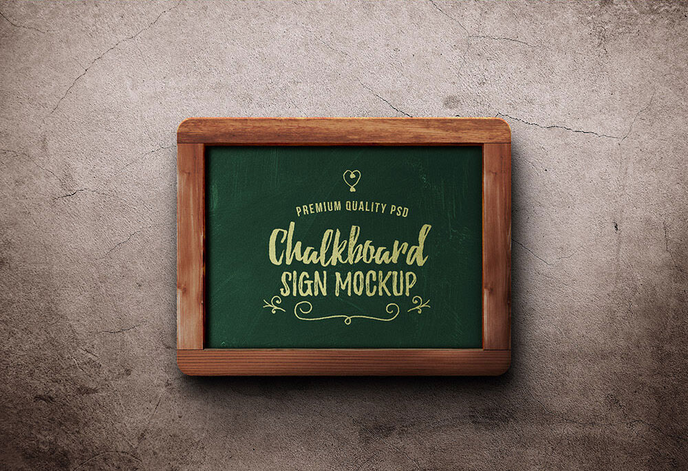 Mockup Featuring a Horizontal Chalkboard Sign FREE PSD