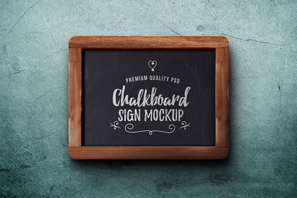 Mockup Featuring a Horizontal Chalkboard Sign FREE PSD