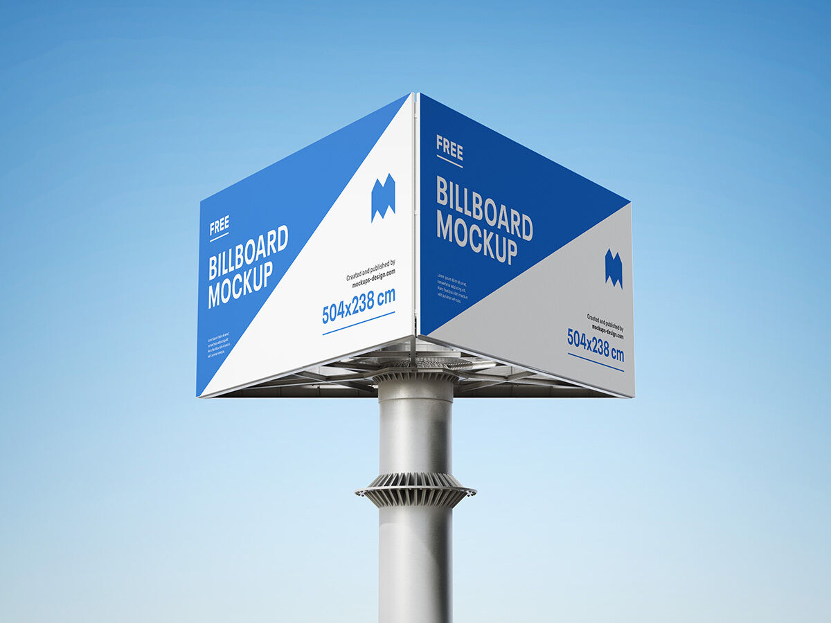 Mockup Featuring a Triple Sided Advertising Billboard FREE PSD