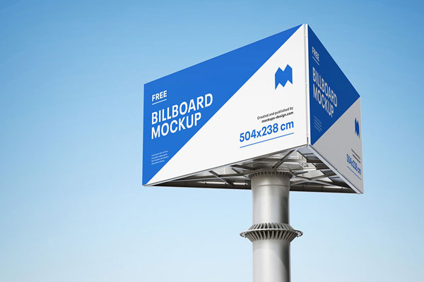 Mockup Featuring a Triple Sided Advertising Billboard FREE PSD