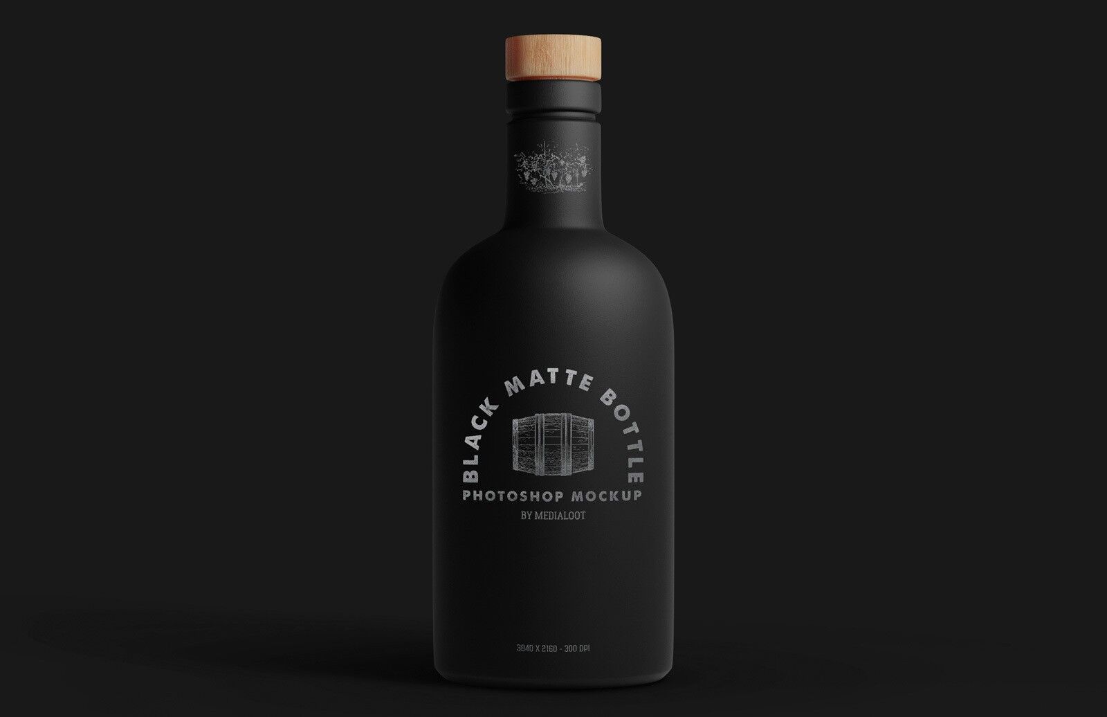 Mockup Featuring Black Matte Wine Bottle Having Labels on Front and Neck FREE PSD