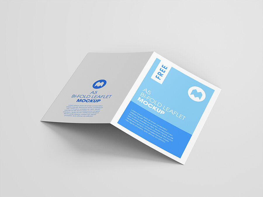 Mockup Featuring Eight Shots of a A5 Bi-Fold Leaflet Free Download ...