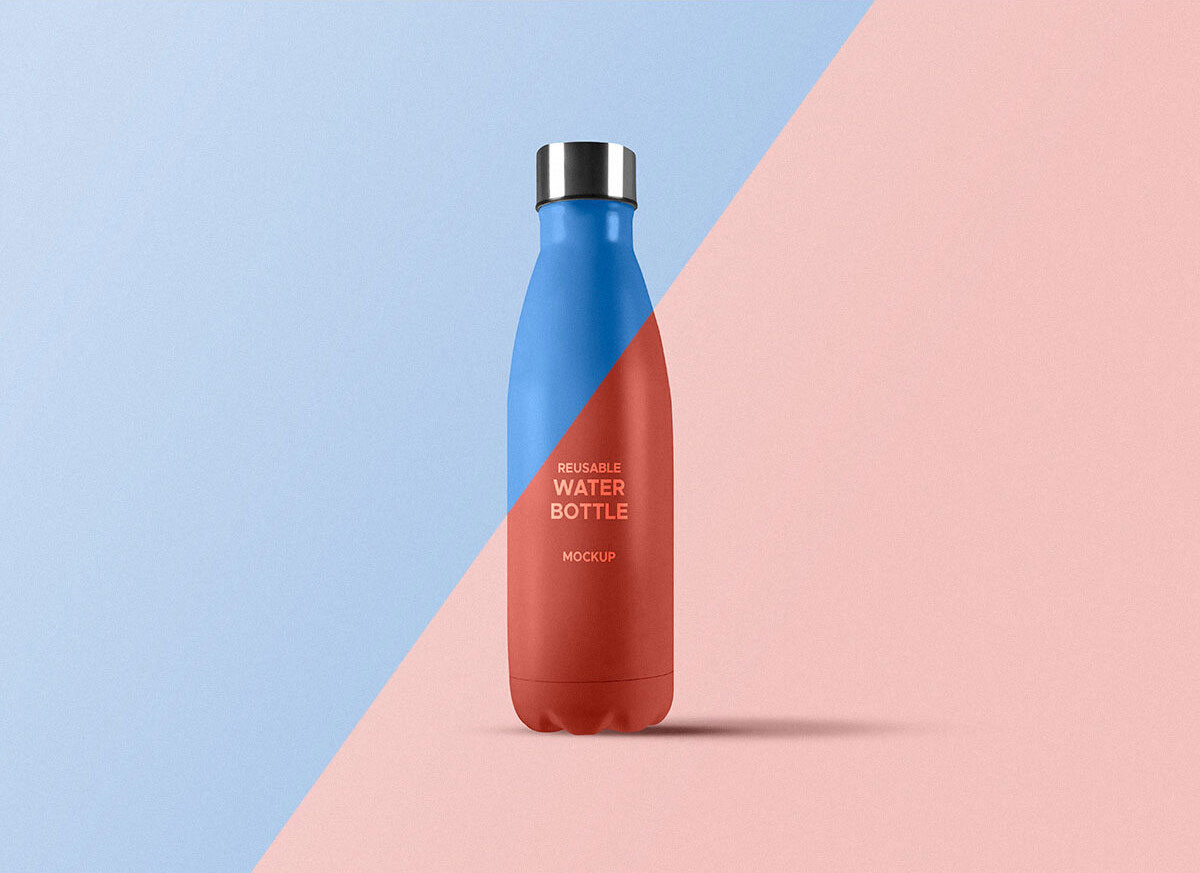 Mockup Featuring Front View of Reusable Water Bottle FREE PSD