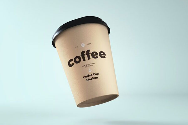 Two Floating Disposable Coffee Cups Mockup (FREE) - Resource Boy