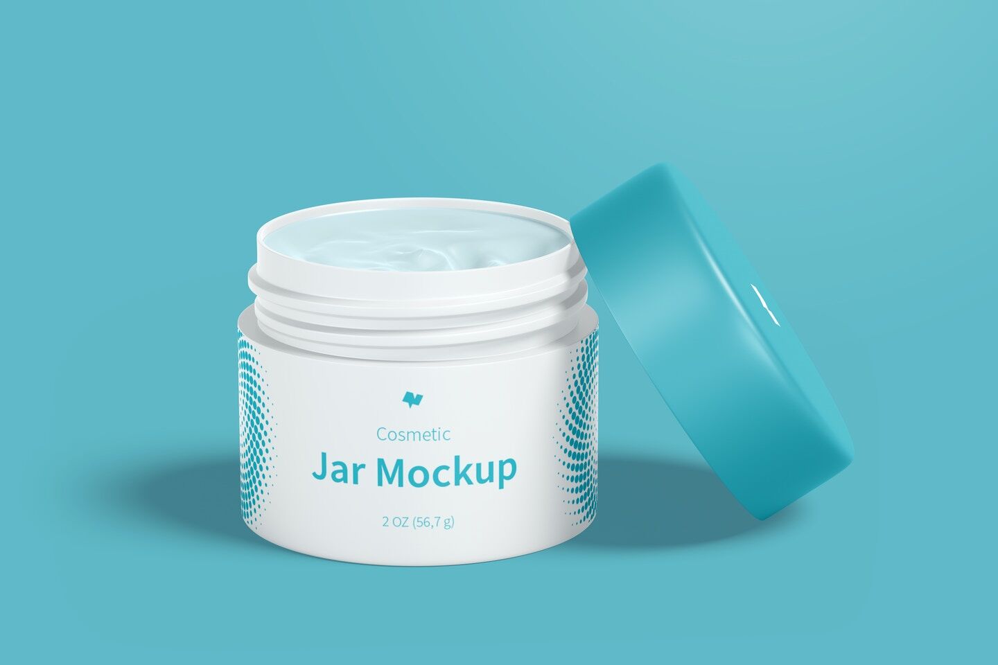 Mockup Featuring Opened Cosmetic Jar Filled with Cream with it's Lid FREE PSD