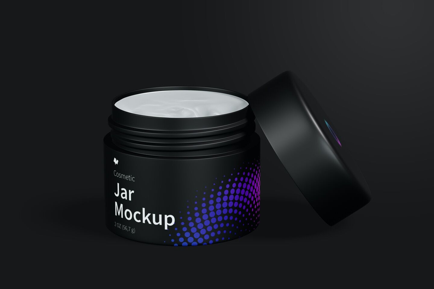 Mockup Featuring Opened Cosmetic Jar Filled with Cream with it's Lid FREE PSD