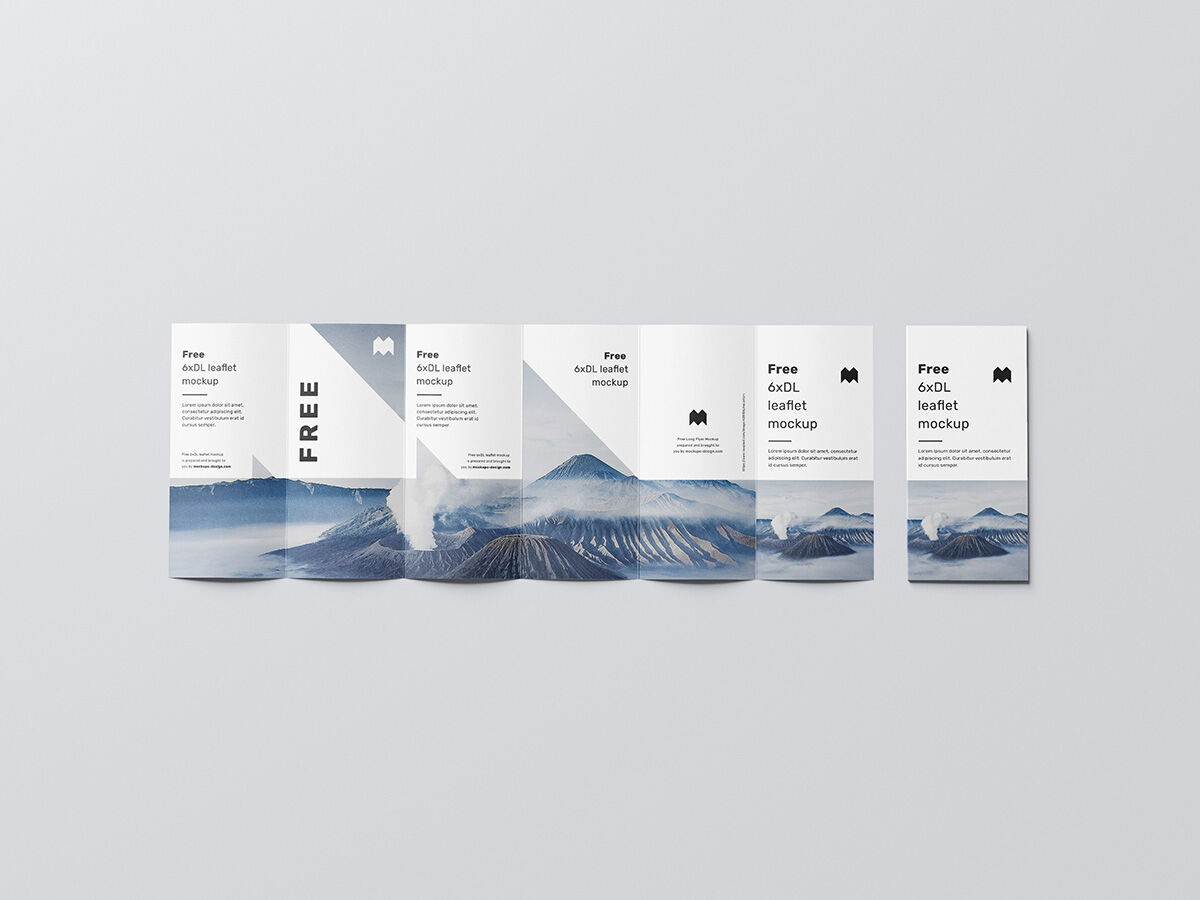 Mockup Featuring Scenes of Six Panel Leaflets FREE PSD