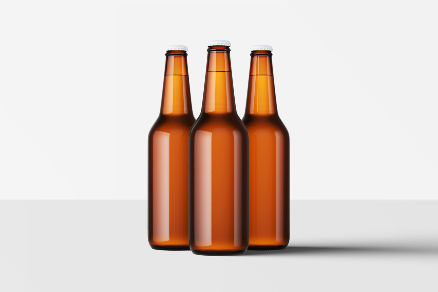 Mockup Featuring Three Beer Bottles FREE PSD