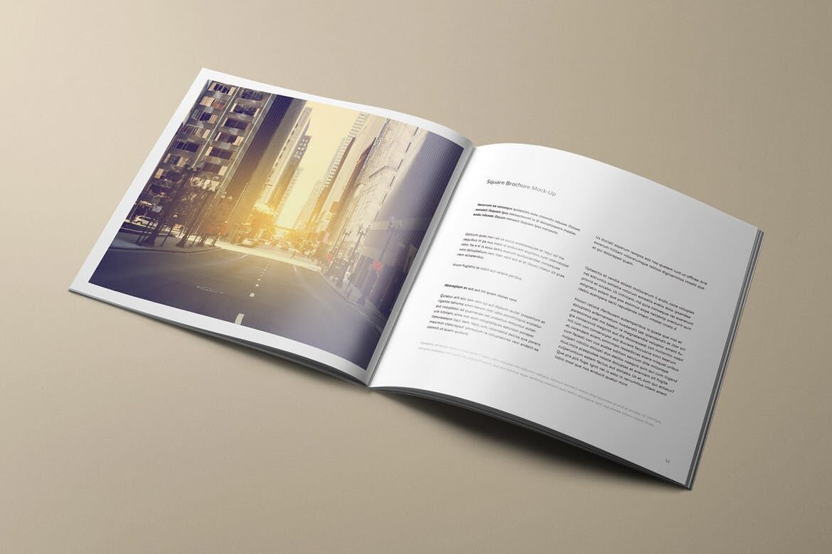 Mockup Featuring Two Pages of Opened Square Brochure Free Download ...