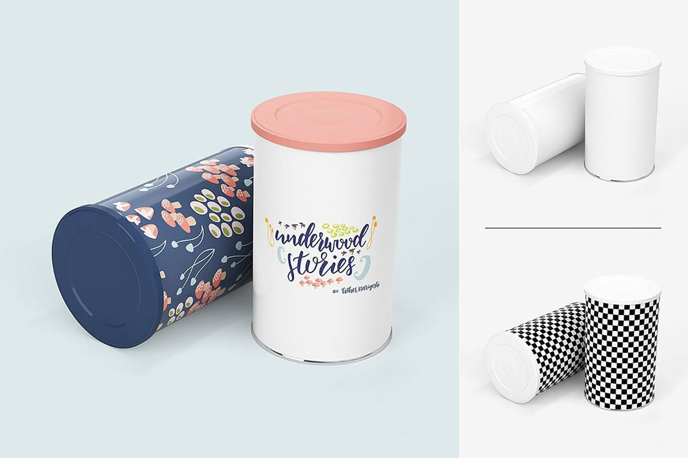 Mockup Featuring Various Position and Quantity of Tin Canisters FREE PSD