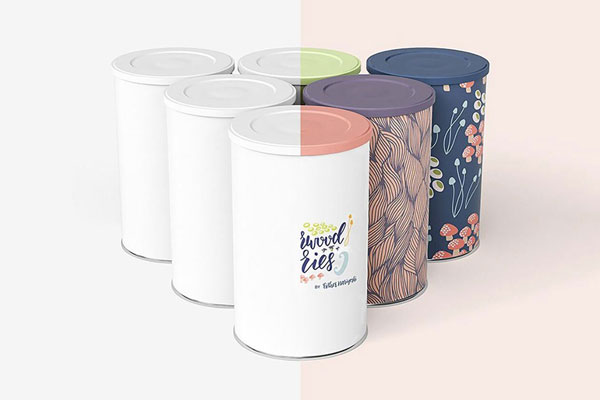 Mockup Featuring Various Position and Quantity of Tin Canisters FREE PSD