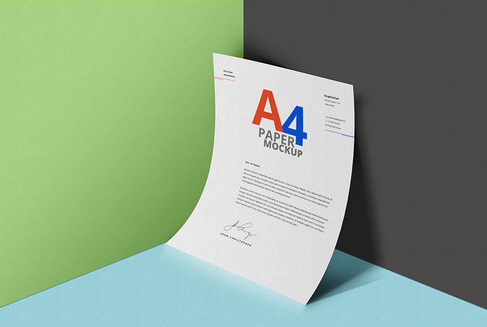 Mockup Including a Curved A4 Paper FREE PSD