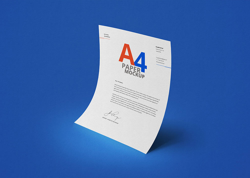 Mockup Including a Curved A4 Paper FREE PSD