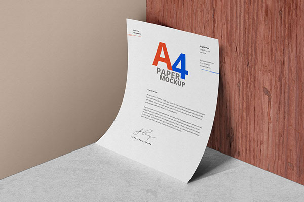 Mockup Including a Curved A4 Paper FREE PSD