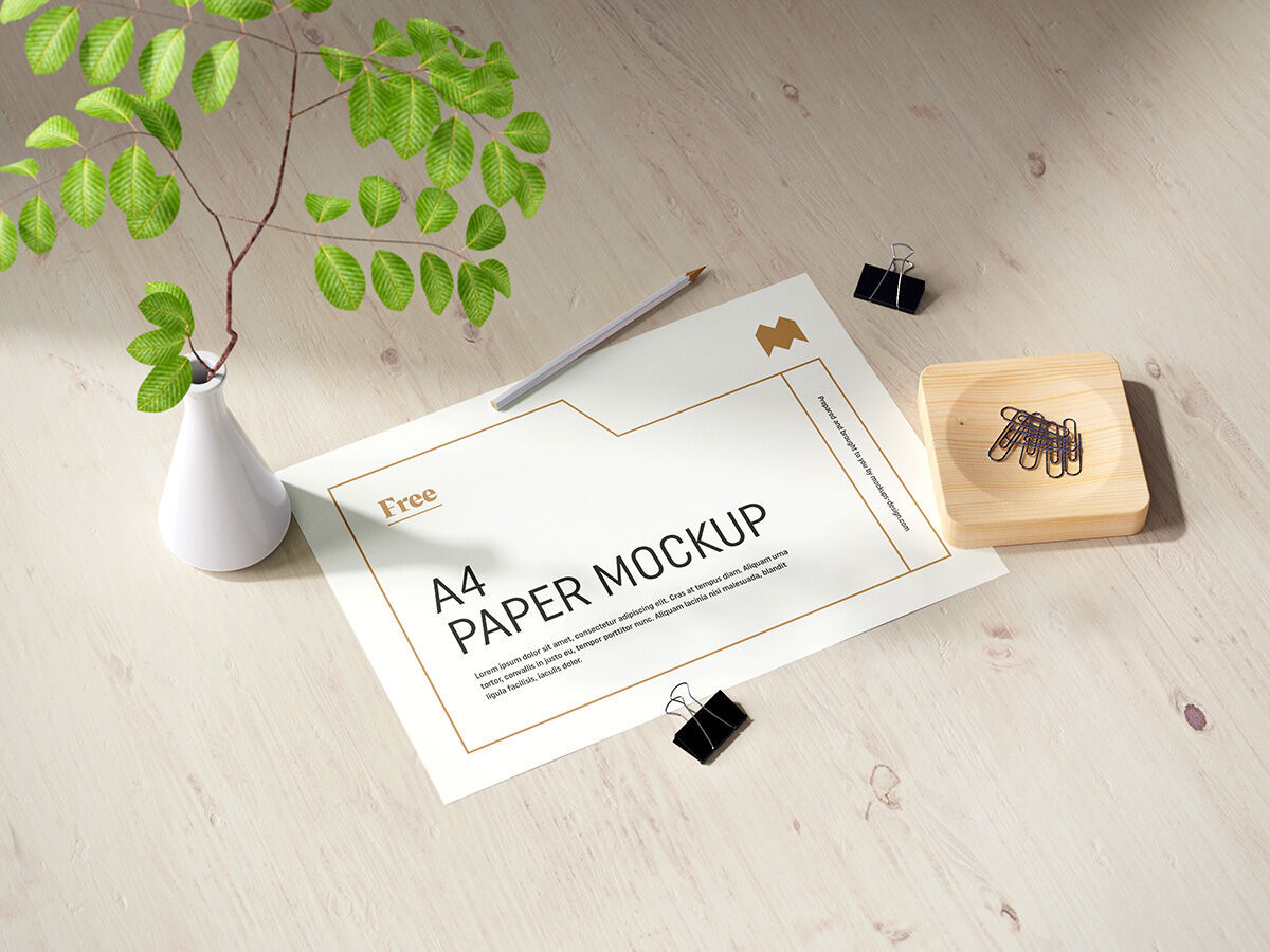 Mockup of an Elegant Paper Decorated with Greenery FREE PSD