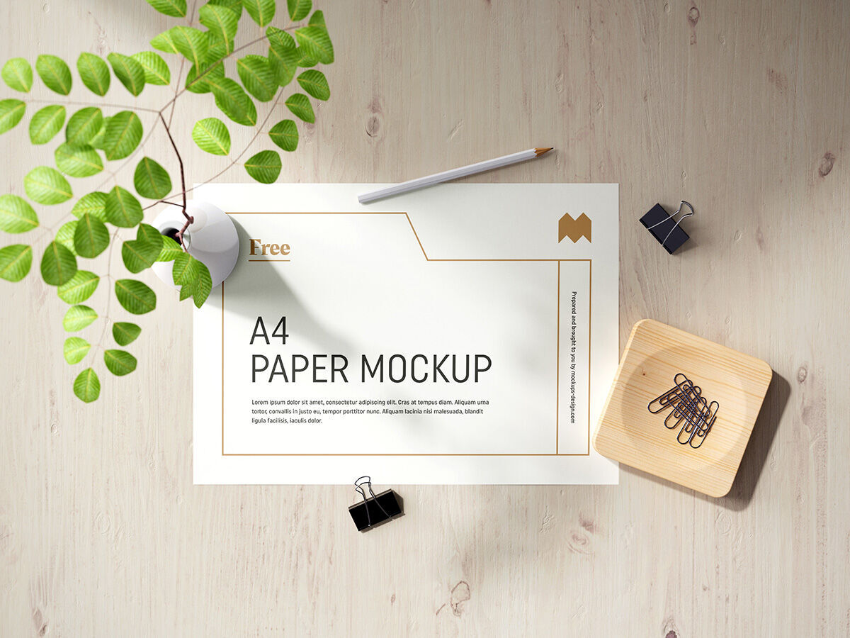 Mockup of an Elegant Paper Decorated with Greenery FREE PSD