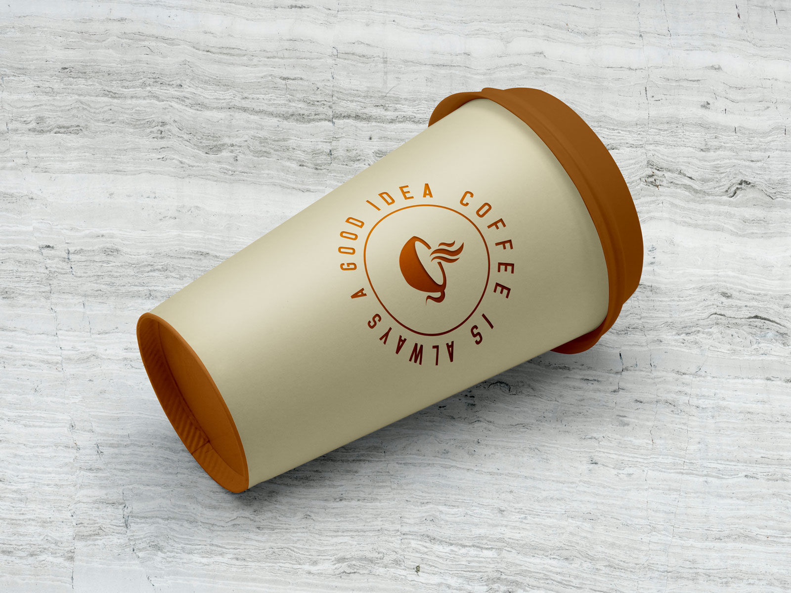 Mockup of Simple Coffee Cup Lying on the Floor FREE PSD
