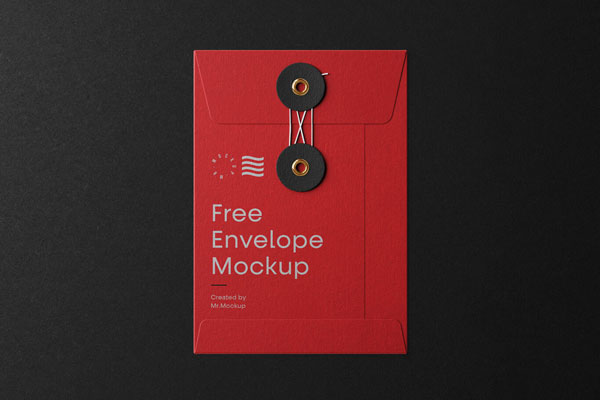 Mockup of Small Envelope with Japanese Washer and a String Closure FREE PSD