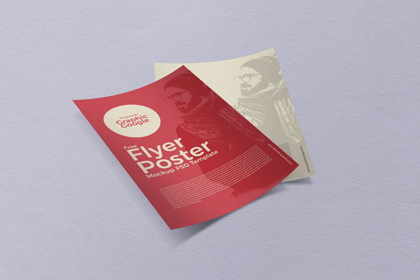 Mockup of Two Flyers Laid on the Surface in Perspective FREE PSD