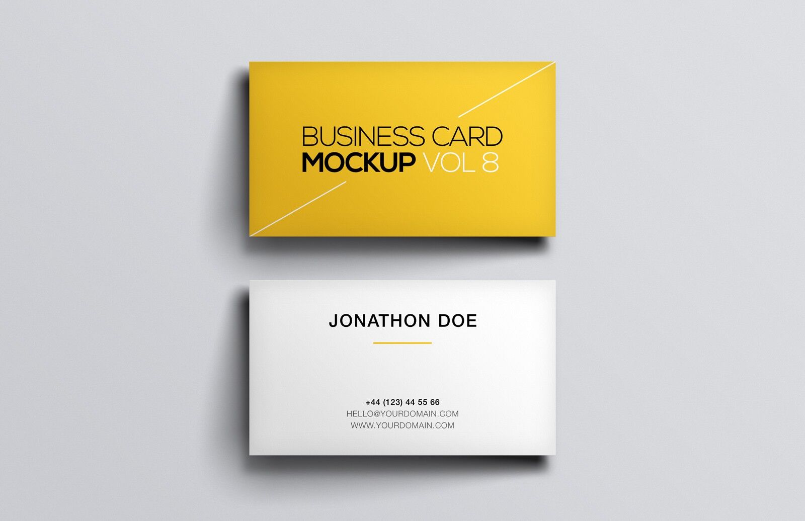 Mockup of Two Simple Close-up Business Cards FREE PSD