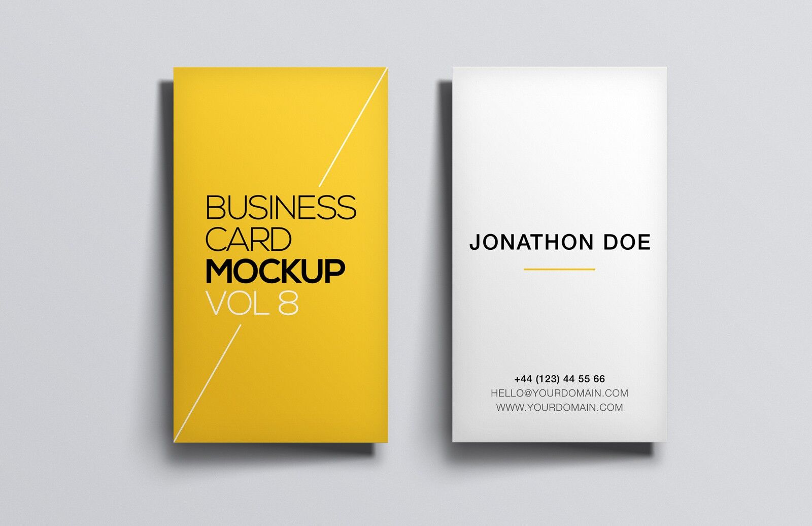 Mockup of Two Simple Close-up Business Cards FREE PSD