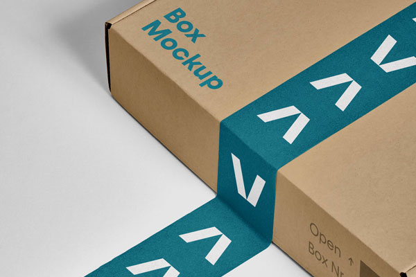 Mockup Showcasing Box with a Strip Attached on it FREE PSD