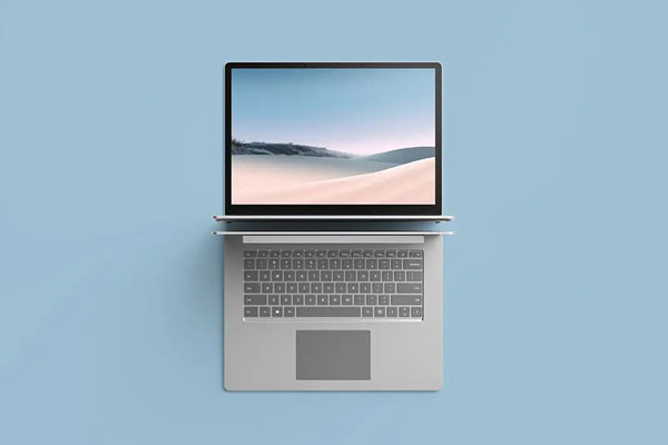 Mockup Showcasing Laptop Top Surface View with Nature Scene Screen FREE PSD