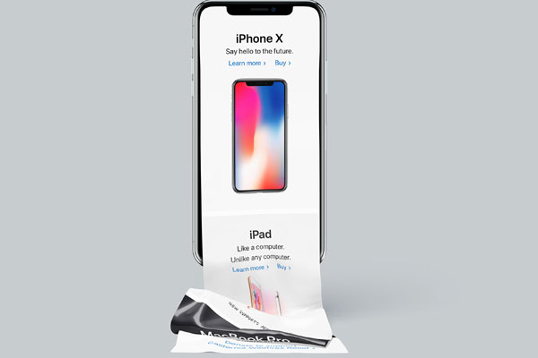 Mockup Showcasing Long Scroll on iPhone X Screen FREE PSD