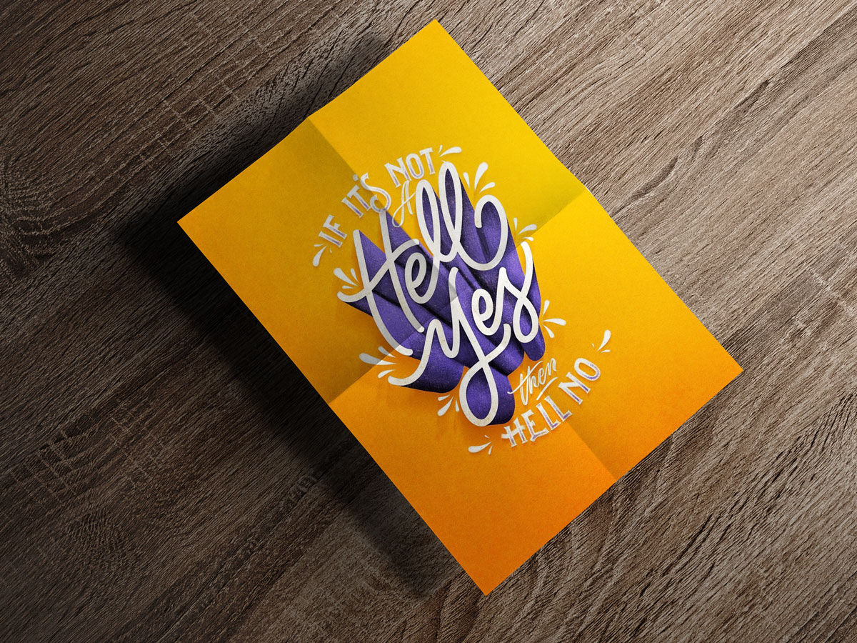 Mockup Showcasing Overhead View of Folded A4 Flyer FREE PSD