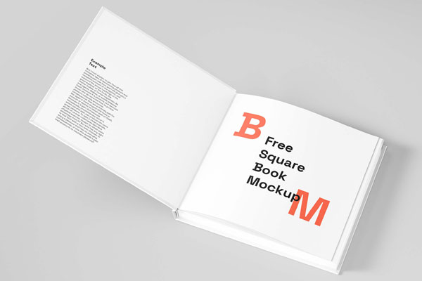 Mockup Showcasing Two Pages of Opened Square Book FREE PSD