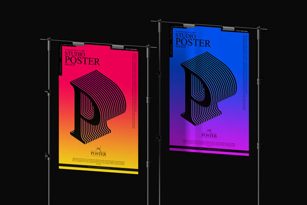 Mockup Showcasing Two Sandwiched Clasps Containing Two Posters FREE PSD