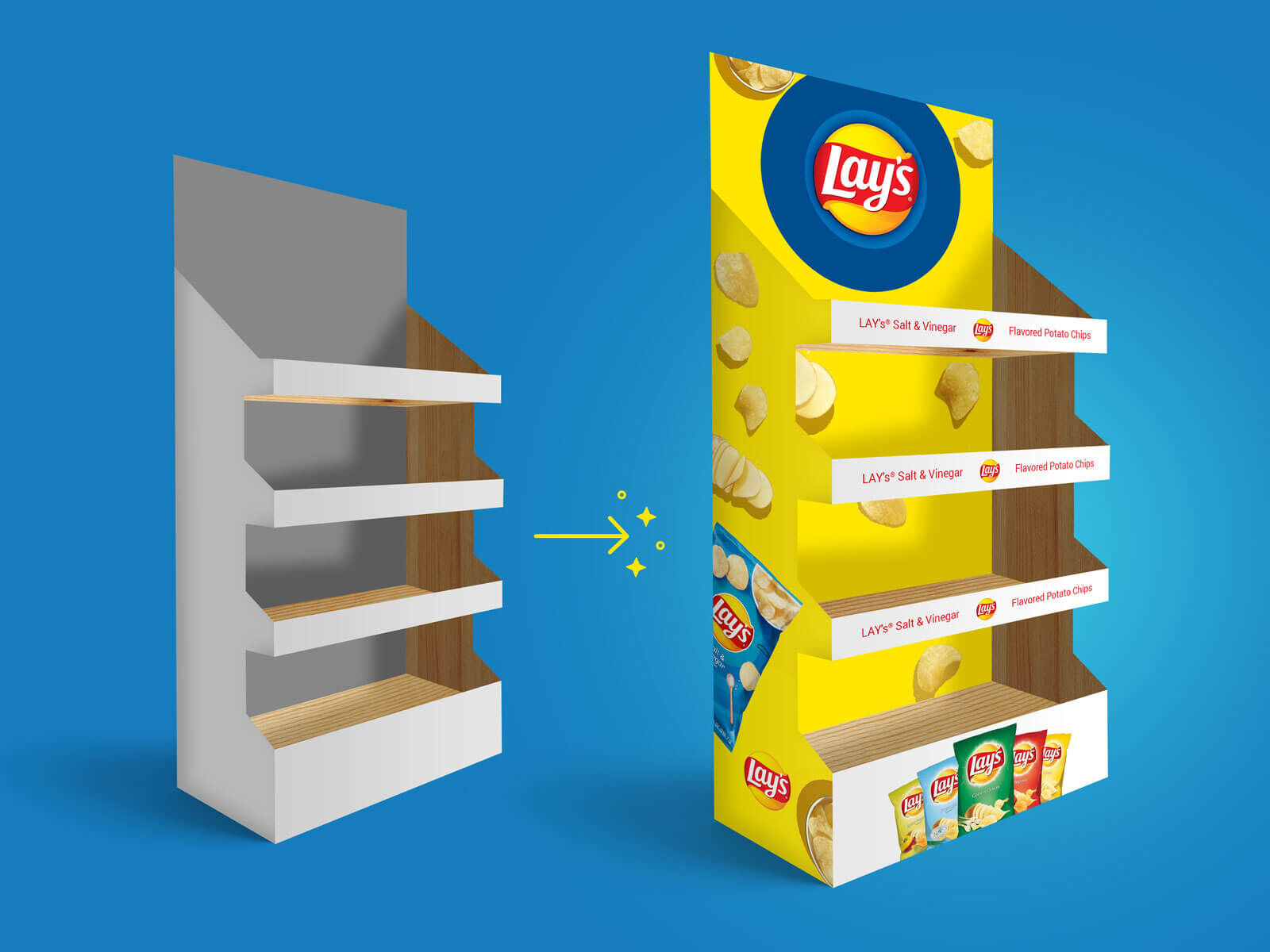 Mockup Showing 3/4 View of In-Store Product Display Rack Stand FREE PSD