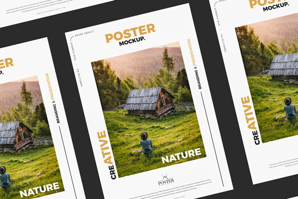 Mockup Showing a Grid of Posters FREE PSD