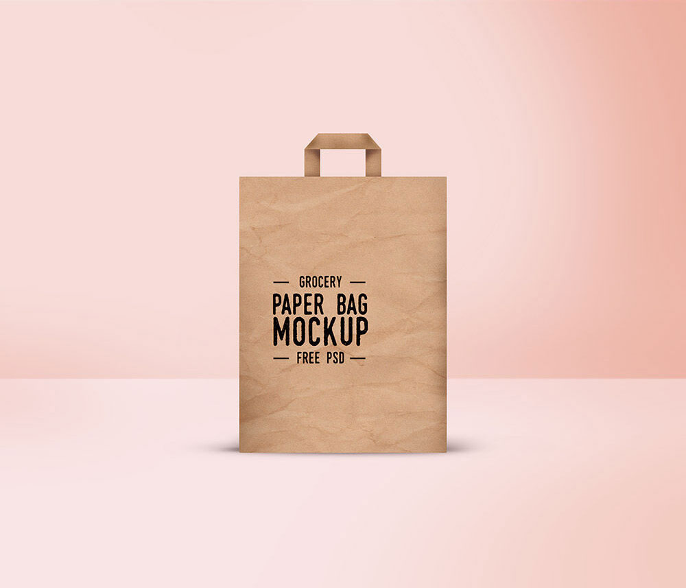 Mockup Shpwing a Front View of a Shopping Paper Bag FREE PSD