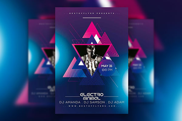 Modern Minimal Electro Club Flyer Template FREE PSD