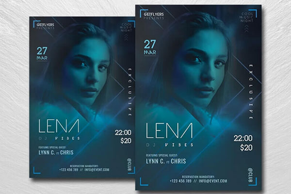 Modern Night Club DJ Party Flyer Template FREE PSD