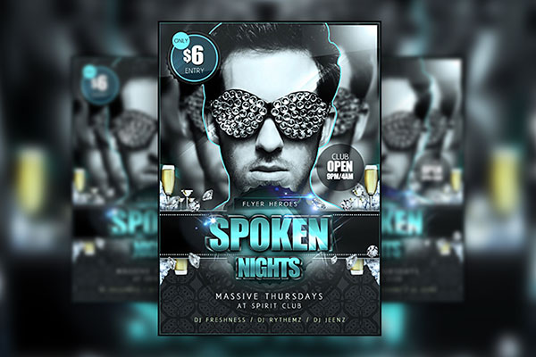 Modern Party Flyer Template in a Blue, Gray Theme FREE PSD