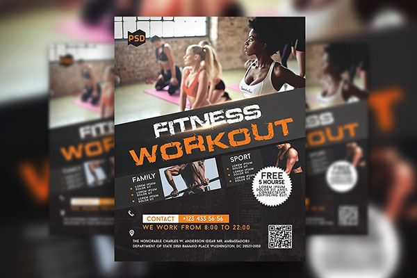 Modern Professional Fitness Flyer Template FREE PSD