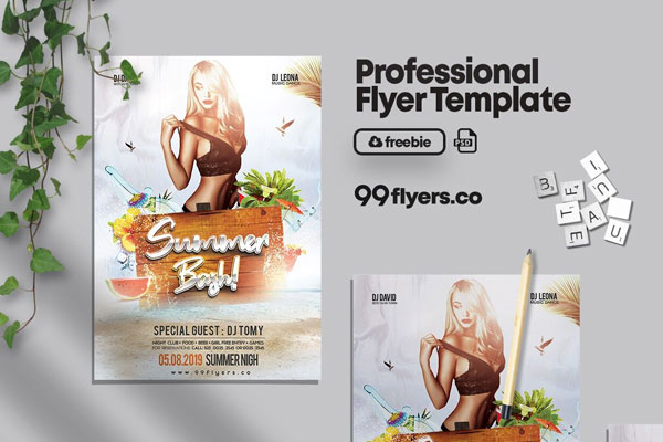 Modern Summer Bash Flyer Template FREE PSD