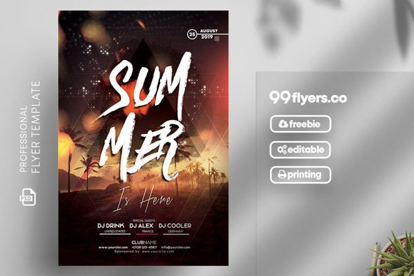 Modern Summer Vibes Party Flyer Template FREE PSD