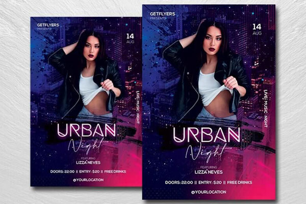 Modern Urban Night Club Party Flyer Template FREE PSD